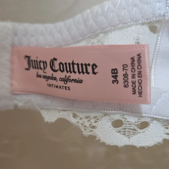 NWOT-Juicy Couture White Push-up Lace Bra with Underwire - Picture 2 of 6